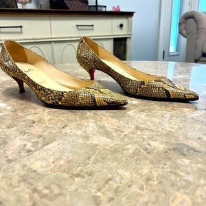 Christian Louboutin Python Kitten Heels! Beautiful condition and So Stylish!
